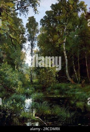 Étang envahi à la lisière de la forêt. Siverskaya 1883 par Ivan Shishkin Banque D'Images