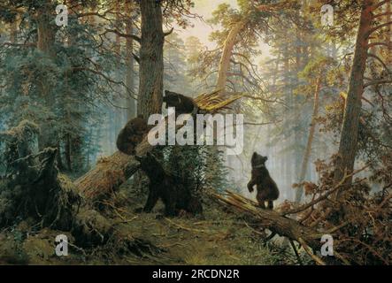 Matin dans une forêt de pins 1889 par Ivan Shishkin Banque D'Images