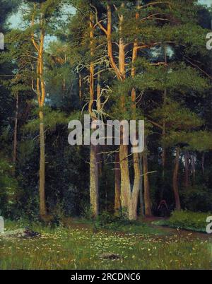 Forêt de pins à Ligovo 1895 par Ivan Shishkin Banque D'Images