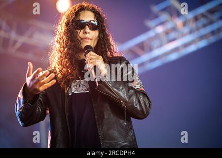 Tonsberg, Norvège. 12 juillet 2023. Le rappeur américain 070 Shake donne un concert live lors du festival de musique norvégien Slottsfjell 2023 à Tonsberg près d'Oslo. Crédit photo : Gonzales photo - Tord Litleskare). Banque D'Images