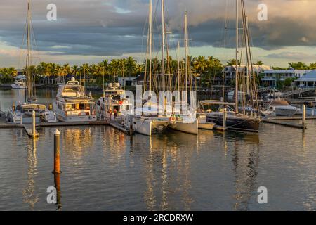 Viti Levu, Fidji : 29 mai 2023 : bateaux ancrés au port de Denarau. Viti Levu. Fidji Banque D'Images