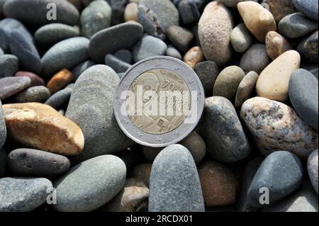 Pièce commémorative française en circulation. 2 Euro Discours du 18 juin 1940. Banque D'Images