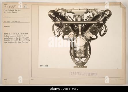 Une vue arrière de la 150 H.P. Moteur hispano-Suiza, assemblé par Wright-Martin Aircraft Corporation au Nouveau-Brunswick, New Jersey. Cette photographie est désignée 111-SC-26998 et a été prise le 24 septembre. C'est une image factuelle tirée de la collection de photographies des activités militaires américaines pendant la première Guerre mondiale. Banque D'Images