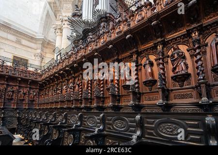 Chœur Stall à Cadix Cathedral - Cadix, Andalousie, Espagne Banque D'Images