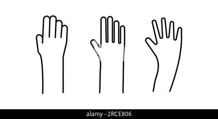 Icônes de main définies. Conception simple. Vecteur de ligne. Isoler sur fond blanc. Illustration de Vecteur