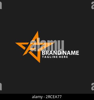 Lettre F avec vecteur de conception de logo de course d'étoiles Illustration de Vecteur