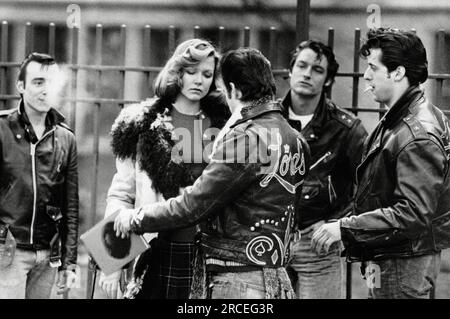 Paul Mace, Susan Blakely, Henry Winkler, Perry King, Sylvester Stallone, 'Les Seigneurs de Flatbush' (1974). Crédit photo : Columbia Pictures Banque D'Images