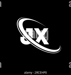 Logo JX. Conception J X. Lettre JX blanche. Logo JX/J X lettre. Lettre initiale JX cercle lié logo monogramme majuscule. Illustration de Vecteur