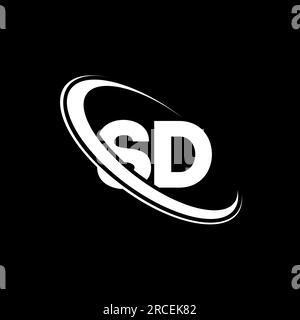 Logo SD. Conception S D Lettre SD blanche. Logo SD/S lettre D. Lettre initiale du logo du monogramme en majuscules du cercle lié SD. Illustration de Vecteur