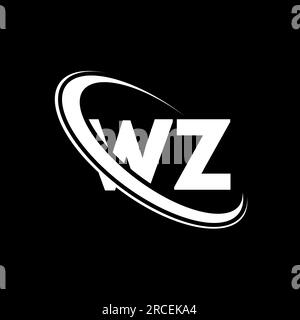 Logo WZ. Motif Z. Lettre blanche WZ. Logo lettre Z WZ/W. Lettre initiale WZ cercle lié logo monogramme majuscule. Illustration de Vecteur