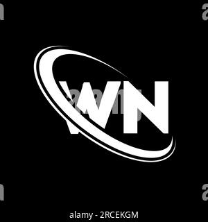 Logo WN. Conception W N Lettre blanche WN. Logo WN/W N lettre. Lettre initiale WN cercle lié logo monogramme majuscule. Illustration de Vecteur