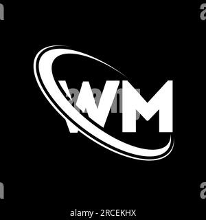 Logo WM. Conception W M. Lettre blanche WM. Logo lettre M WM/W. Lettre initiale WM cercle lié logo monogramme majuscule. Illustration de Vecteur