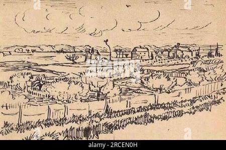 La Crau avec les Peach Trees in Bloom 1888 ; Arles, Bouches-du-Rhône, France de Vincent van Gogh Banque D'Images