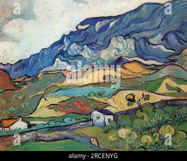 Les Alpilles, Paysage de montagne près Sud-REME 1889 ; Saint-rémy-de-provence, France par Vincent van Gogh Banque D'Images