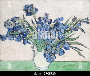 Vase avec Irises 1890 ; Saint-rémy-de-provence, France de Vincent van Gogh Banque D'Images