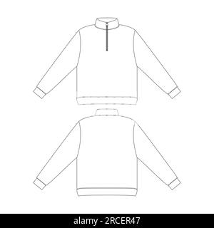 Modèle demi-zip sweat-shirt illustration vectorielle plat design contour collection de vêtements Illustration de Vecteur