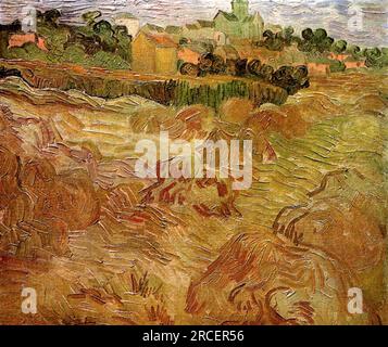 Champs de blé avec Auvers en arrière-plan 1890 ; Auvers-sur-oise, France de Vincent van Gogh Banque D'Images