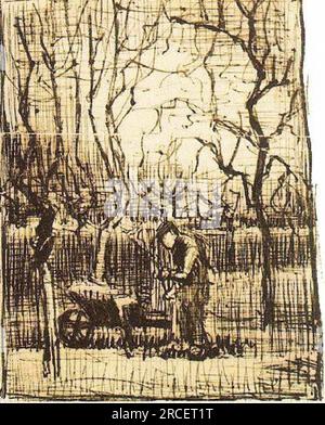 Jardinier avec une brouette 1884 ; Nunen / Nuenen, pays-Bas de Vincent van Gogh Banque D'Images