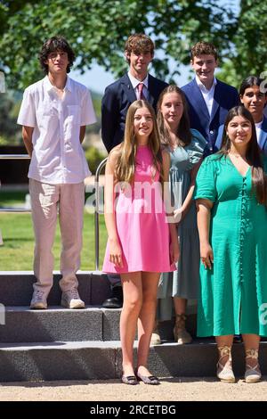 Madrid. Espagne. 20230714, Princesse Sofia assiste à une audience du Comité espagnol de la Fondation des collèges du monde Uni au Palais Zarzuela le 14 juillet 2023 à Madrid, Espagne Banque D'Images