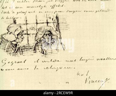 Paysanne, vue contre la fenêtre, deux têtes 1885 ; Nunen / Nuenen, pays-Bas par Vincent van Gogh Banque D'Images