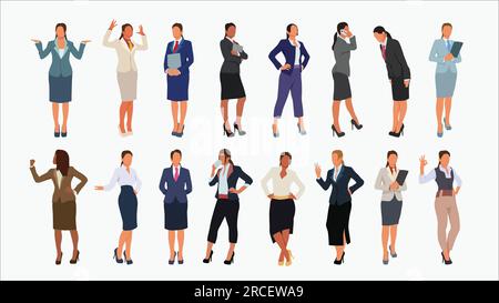 diverses femmes d'affaires ethniques dans set sur blanc Illustration de Vecteur