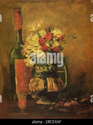 Vase avec œillets et bouteille 1886 ; France de Vincent van Gogh Banque D'Images