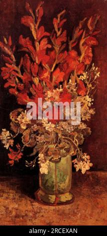 Vase avec gladioli et œillets 1886 ; Paris, France de Vincent van Gogh Banque D'Images