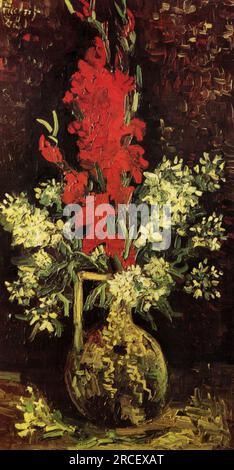 Vase avec gladioli et œillets 1886 ; Paris, France de Vincent van Gogh Banque D'Images
