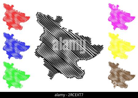 Zone non métropolitaine de Lichfield (Royaume-Uni de Grande-Bretagne et d'Irlande du Nord, comté cérémonial Staffordshire ou Staffs, Angleterre) carte vec Illustration de Vecteur