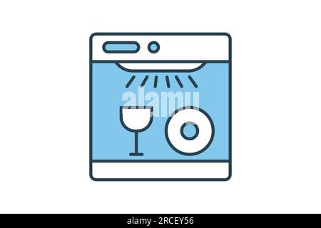 Icône lave-vaisselle. icône relative à nettoyant, appareils ménagers. Motif icône en forme de ligne plate. Conception vectorielle simple modifiable Illustration de Vecteur