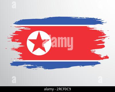 Drapeau de la Corée du Nord peint au pinceau Illustration de Vecteur