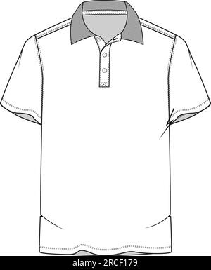 Homme décontracté polo t-shirt manches courtes technique esquisse plate vecteur de conception Illustration de Vecteur