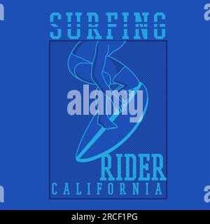 California Surf thème graphiques Summer Surf rider avec planche de surf typo graphique pour la conception d'impression de t-shirt, affiche, bannière, dessin vectoriel Illustration Illustration de Vecteur