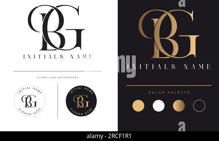 Design de logo de lettre de texte de luxe initial BG ou GB Monogram Illustration de Vecteur