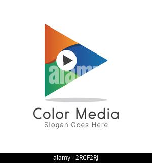 Support couleur avec logo de bouton de lecture Illustration de Vecteur