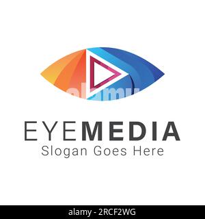 3D Eye Media logo Design Watch bouton lecture Illustration de Vecteur