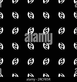 motif sans couture avec forme de noix abstraite blanche sur fond noir ; des rangées horizontales de haricots abstraits forment monochrome Illustration de Vecteur
