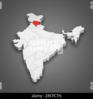 Himachal Pradesh emplacement de l'état dans la carte de l'Inde. Illustration 3D. Banque D'Images