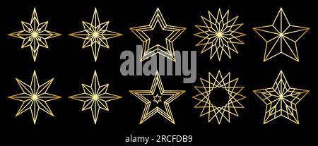 Ensemble d'icônes d'étoiles de Noël dorées. Illustration vectorielle isolée sur fond blanc Illustration de Vecteur