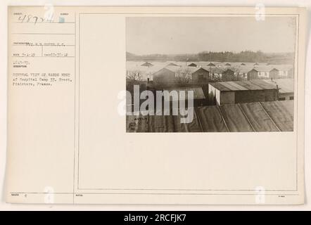 Vue générale des salles situées à l'ouest du Camp hospitalier 33 à Brest, Finistère, France. Cette photographie a été prise par Sunter Photographer, Soper S.C., le 20 décembre 1919, et porte le numéro de référence 48714. L'image montre la disposition et l'organisation générales des services dans le camp de l'hôpital. Banque D'Images