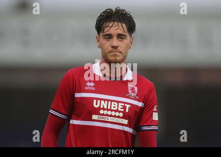 Hartlepool, Royaume-Uni. 14 juillet 2023. Hayden Hackney #7 de Middlesbrough lors du match amical de pré-saison Hartlepool United vs Middlesbrough au suit Direct Stadium, Hartlepool, Royaume-Uni, le 14 juillet 2023 (photo de James Heaton/News Images) à Hartlepool, Royaume-Uni le 7/14/2023. (Photo de James Heaton/News Images/Sipa USA) crédit : SIPA USA/Alamy Live News Banque D'Images