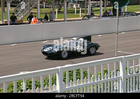 Jaguar Works 'long-Nose' d-type (XKD 605, 1956), Mike Hawthorn Track Day, Goodwood, Sussex, Angleterre, Grande-Bretagne, Royaume-Uni, Europe Banque D'Images