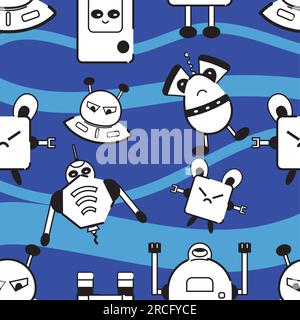 Fond de motif sans couture avec des icônes de jouet robot vecteur Illustration de Vecteur