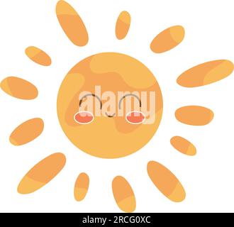 Vecteur de personnage de soleil heureux coloré isolé Illustration de Vecteur