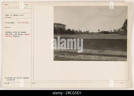 Une vue générale de la gamme à 83d Division, 2d Depot à Mayet, Sarthe, France. Cette photographie a été prise le 1 octobre 1918 et a été reçue par le sergent G. Ryden, S.C. La photographie a été publiée par l'A.E.P. Censurer le 15 novembre 1918 et se voit attribuer le numéro d'identification 26043. Banque D'Images