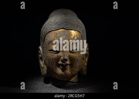 Stone Head têtes de la dynastie Wei du Nord en Chine Banque D'Images