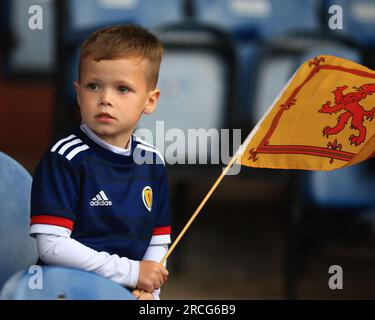 14 juillet 2023 ; Dens Park, Dundee, Écosse : International football Womens friendly, Scotland versus Northern Ireland ; Ecosse fans Banque D'Images