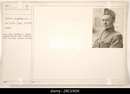 1st Lt. Mitchell P. Walker, officier d'approvisionnement de la 6th Infantry, 5th Division, stationné à Treves, en Allemagne pendant la première Guerre mondiale Photographie prise le 31 décembre 1918 par le lieutenant William Fox. Le numéro de référence est le 111-SC-44539. Banque D'Images