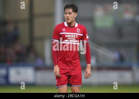 Hartlepool, Royaume-Uni. 14 juillet 2023. Hayden Hackney #7 de Middlesbrough lors du match amical de pré-saison Hartlepool United vs Middlesbrough au suit Direct Stadium, Hartlepool, Royaume-Uni, le 14 juillet 2023 (photo de James Heaton/News Images) à Hartlepool, Royaume-Uni le 7/14/2023. (Photo de James Heaton/News Images/Sipa USA) crédit : SIPA USA/Alamy Live News Banque D'Images