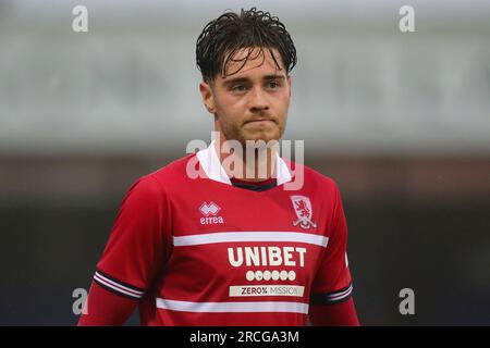 Hartlepool, Royaume-Uni. 14 juillet 2023. Hayden Hackney #7 de Middlesbrough lors du match amical de pré-saison Hartlepool United vs Middlesbrough au suit Direct Stadium, Hartlepool, Royaume-Uni, le 14 juillet 2023 (photo de James Heaton/News Images) à Hartlepool, Royaume-Uni le 7/14/2023. (Photo de James Heaton/News Images/Sipa USA) crédit : SIPA USA/Alamy Live News Banque D'Images